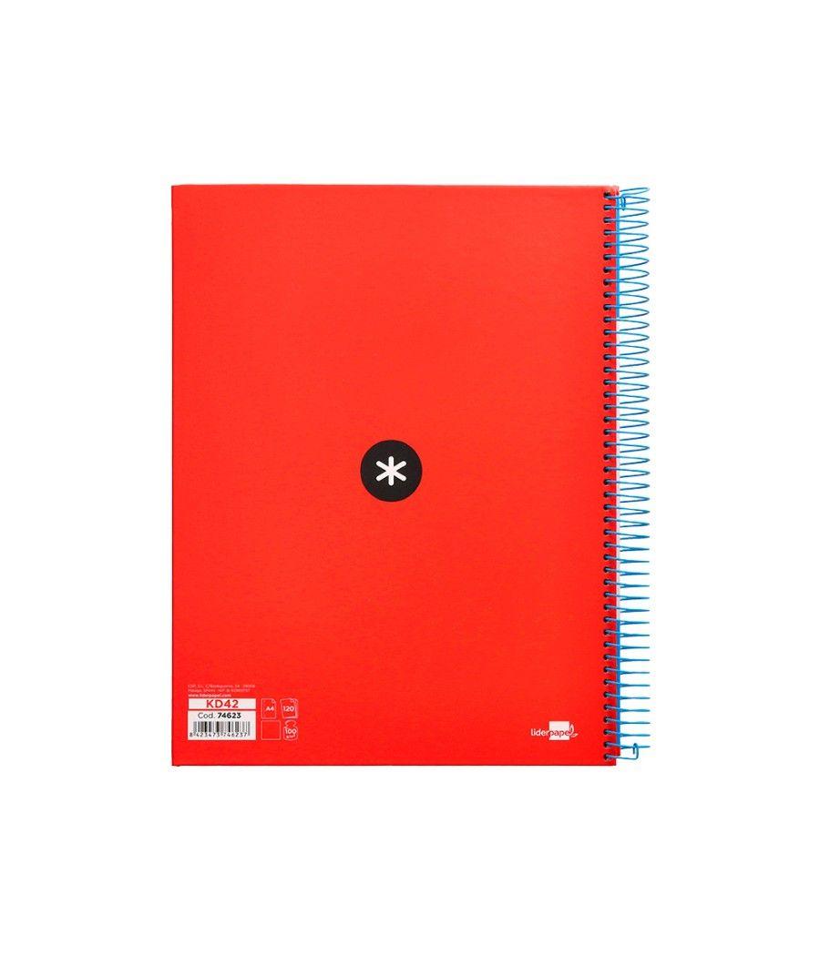 Cuaderno espiral liderpapel a4 micro antartik tapa forrada 120h 100 gr liso con bandas 4 taladros color rojo - Imagen 4