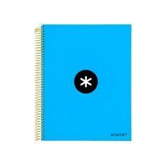 Cuaderno espiral liderpapel a4 micro antartik tapa forrada 120h 100 gr liso con bandas 4 taladros color azul - Imagen 3