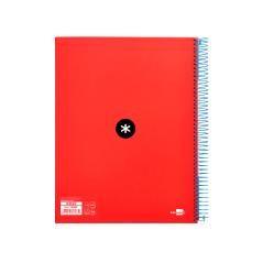 Cuaderno espiral liderpapel a4 micro antartik tapa forrada 120h 100 gr cuadro5mm 5 bandas 4 taladros color rojo - Imagen 4