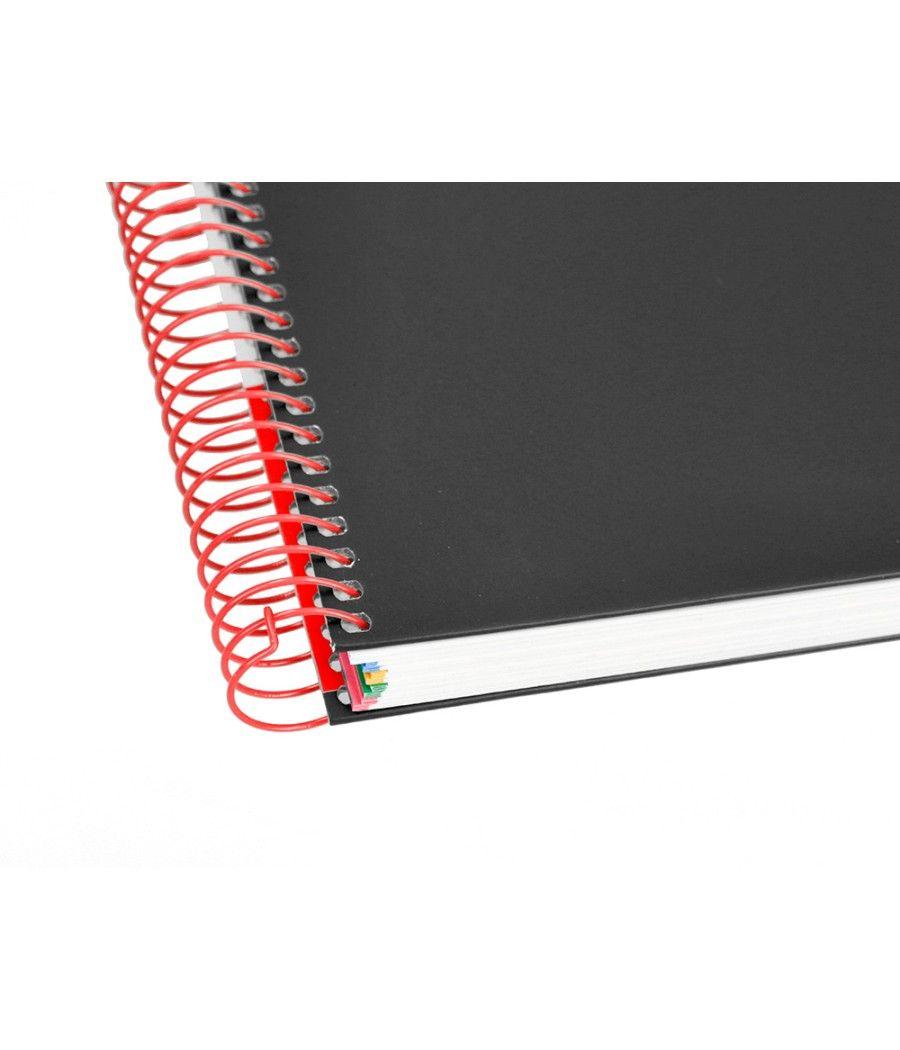 Cuaderno espiral liderpapel a5 micro antartik tapa forrada 120h 100 gr horizontal 5 bandas 6 taladros color negro - Imagen 9