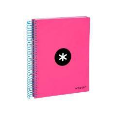 Cuaderno espiral liderpapel a5 micro antartik tapa forrada 120h 100 gr horizontal 5 bandas 6 taladros color rosa - Imagen 6