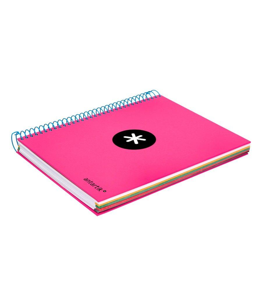 Cuaderno espiral liderpapel a5 micro antartik tapa forrada 120h 100 gr horizontal 5 bandas 6 taladros color rosa - Imagen 7