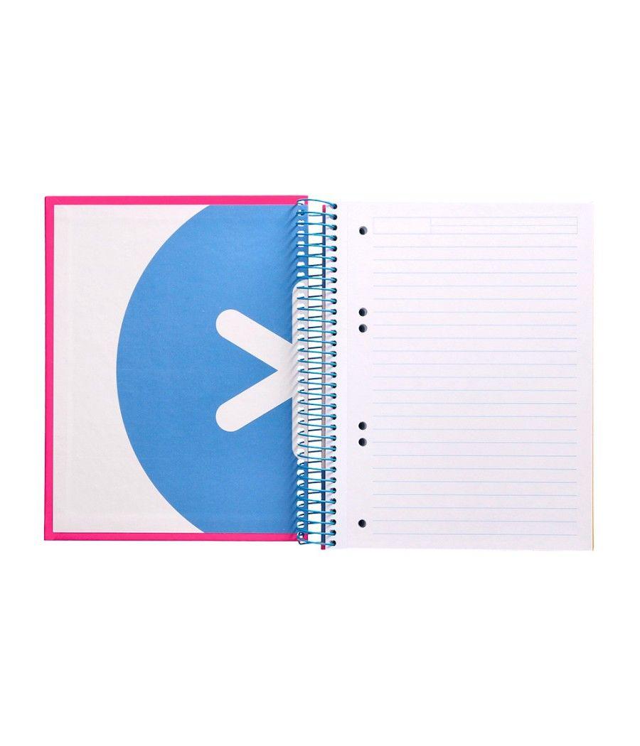 Cuaderno espiral liderpapel a5 micro antartik tapa forrada 120h 100 gr horizontal 5 bandas 6 taladros color rosa - Imagen 8