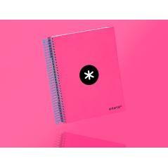 Cuaderno espiral liderpapel a5 micro antartik tapa forrada 120h 100 gr horizontal 5 bandas 6 taladros color rosa - Imagen 10