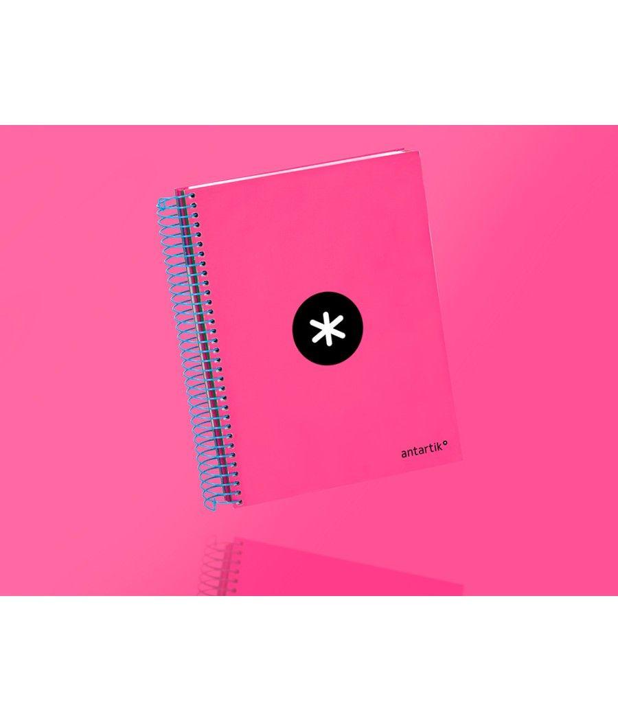 Cuaderno espiral liderpapel a5 micro antartik tapa forrada 120h 100 gr horizontal 5 bandas 6 taladros color rosa - Imagen 10