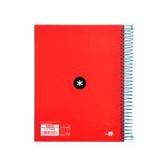 Cuaderno espiral liderpapel a5 micro antartik tapa forrada 120h 100 gr horizontal 5 bandas 6 taladros color rojo. - Imagen 4