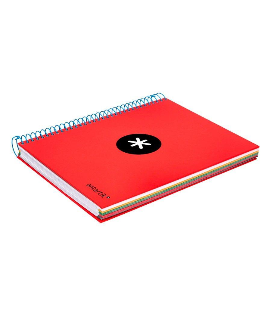 Cuaderno espiral liderpapel a5 micro antartik tapa forrada 120h 100 gr horizontal 5 bandas 6 taladros color rojo. - Imagen 7