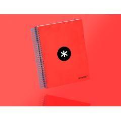 Cuaderno espiral liderpapel a5 micro antartik tapa forrada 120h 100 gr horizontal 5 bandas 6 taladros color rojo. - Imagen 10