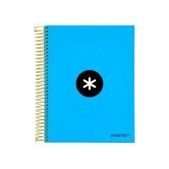 Cuaderno espiral liderpapel a5 micro antartik tapa forrada 120h 100 gr horizontal 5 bandas 6 taladros color azul - Imagen 3