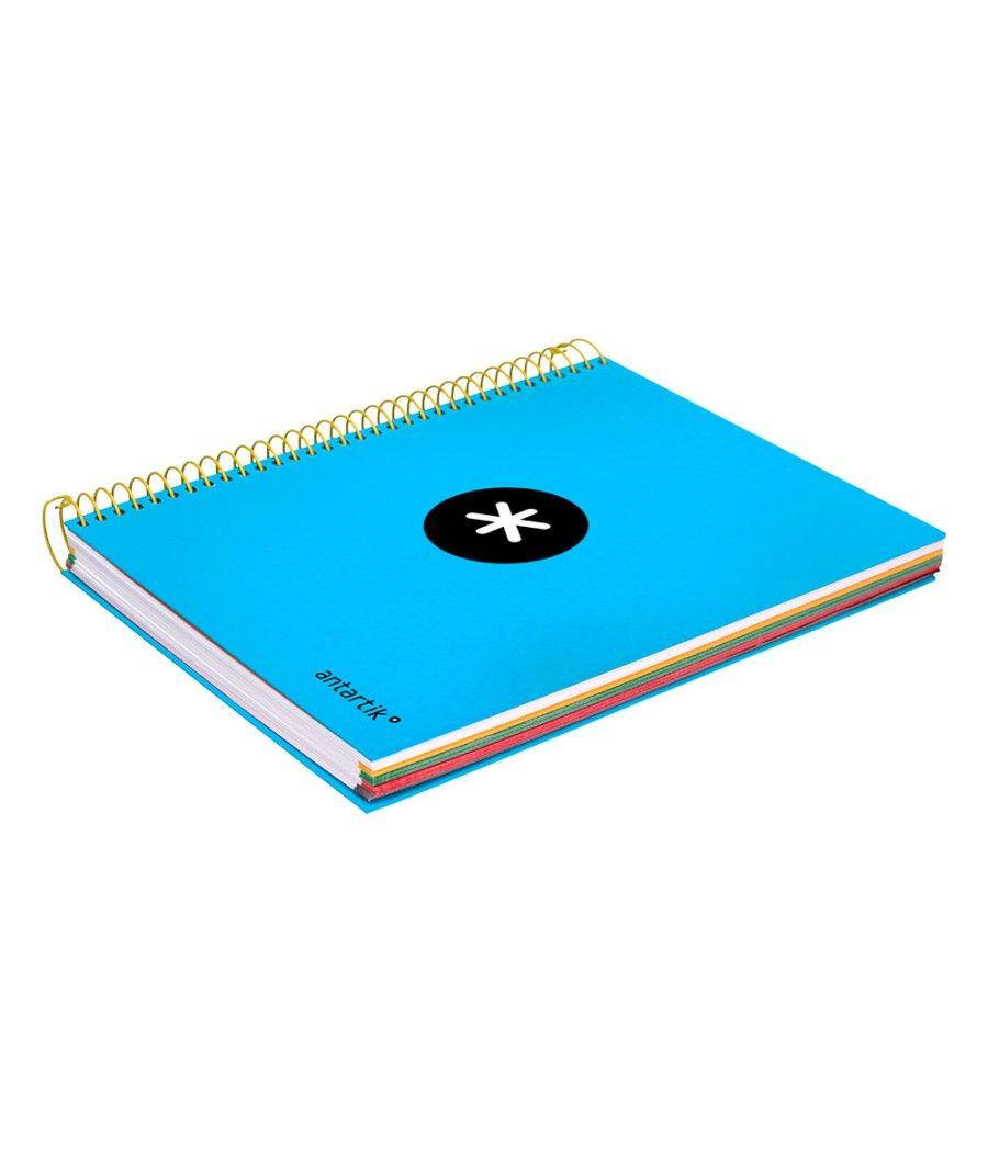 Cuaderno espiral liderpapel a5 micro antartik tapa forrada 120h 100 gr horizontal 5 bandas 6 taladros color azul - Imagen 7