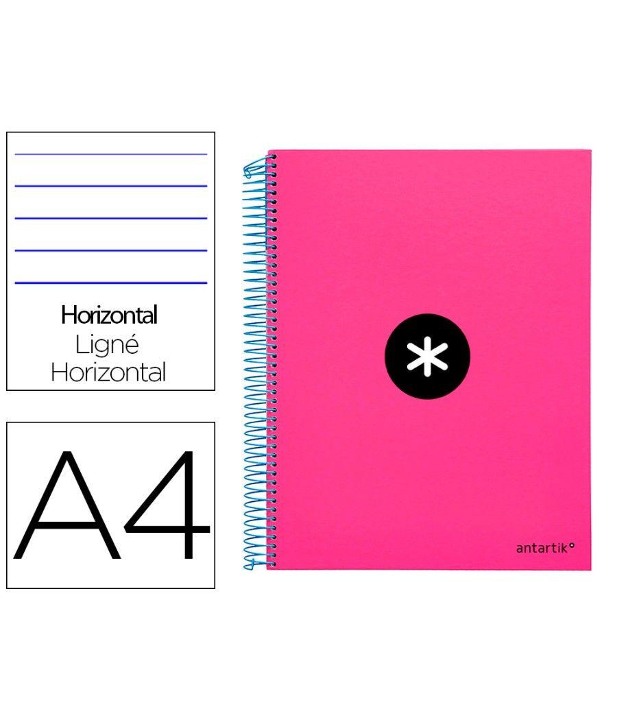 Cuaderno espiral liderpapel a4 micro antartik tapa forrada 120h 100 gr horizontal 5 bandas 4 taladros color rosa - Imagen 2