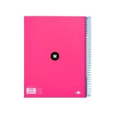 Cuaderno espiral liderpapel a4 micro antartik tapa forrada 120h 100 gr horizontal 5 bandas 4 taladros color rosa - Imagen 4