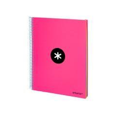 Cuaderno espiral liderpapel a4 micro antartik tapa forrada 120h 100 gr horizontal 5 bandas 4 taladros color rosa - Imagen 5