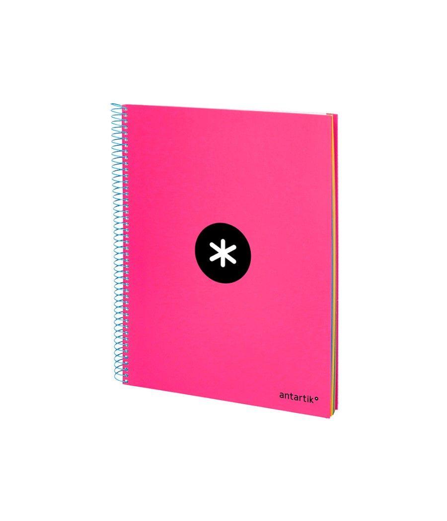 Cuaderno espiral liderpapel a4 micro antartik tapa forrada 120h 100 gr horizontal 5 bandas 4 taladros color rosa - Imagen 5