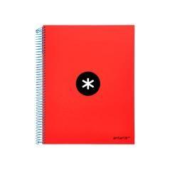 Cuaderno espiral liderpapel a4 micro antartik tapa forrada 120h 100 gr horizontal 5 bandas 4 taladros color rojo - Imagen 3