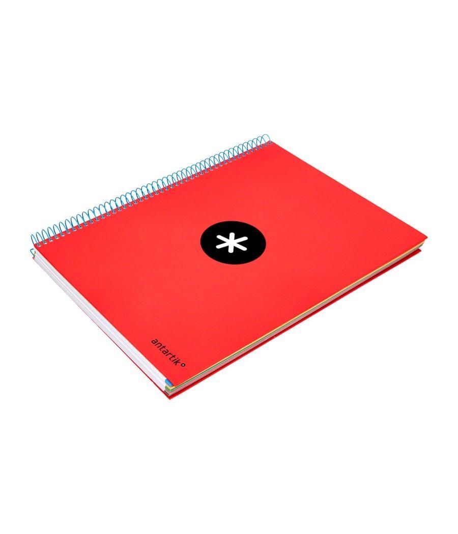 Cuaderno espiral liderpapel a4 micro antartik tapa forrada 120h 100 gr horizontal 5 bandas 4 taladros color rojo - Imagen 7