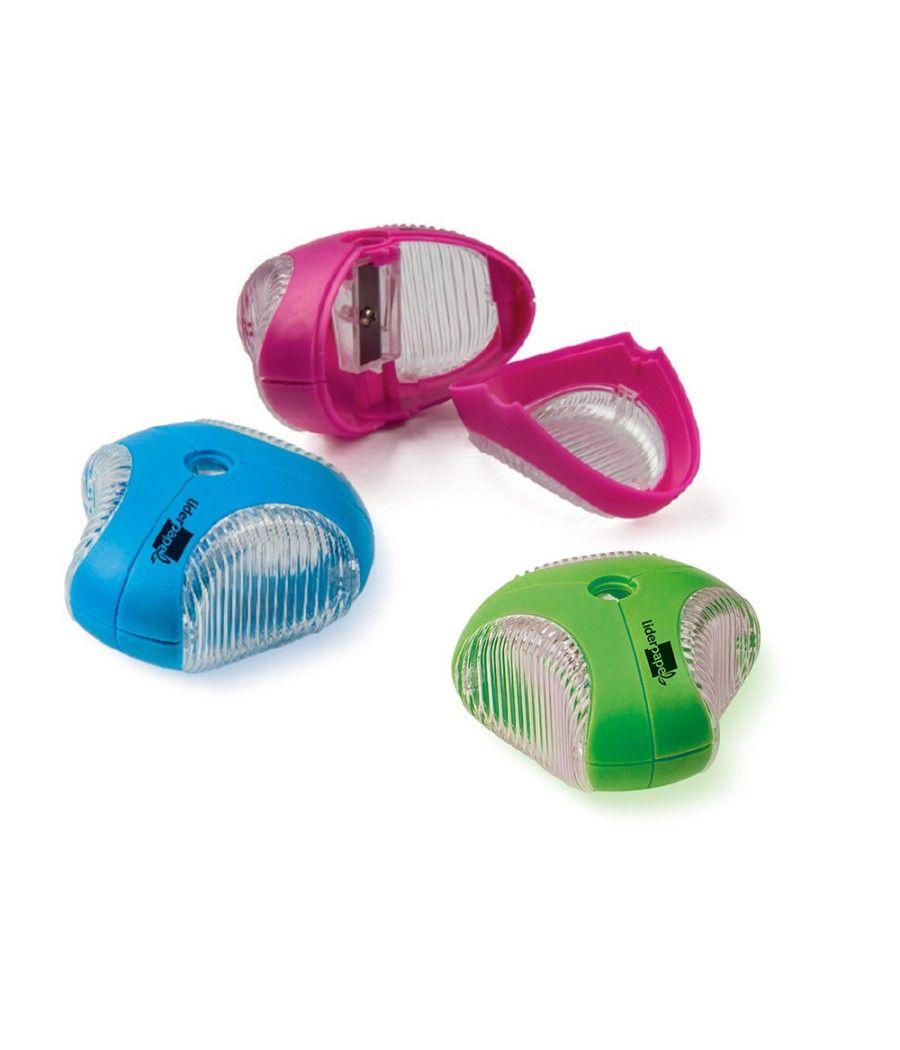 Sacapuntas liderpapel star plástico 1 uso con depósito colores surtidos PACK 30 UNIDADES - Imagen 2