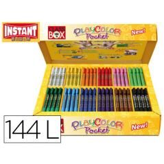 Tempera solida en barra playcolor pocket escolar caja de 144 unidades 12 colores surtidos
