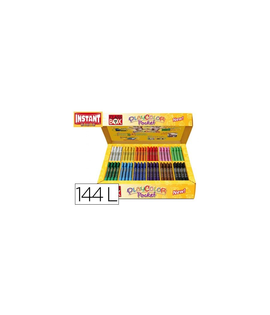 Tempera solida en barra playcolor pocket escolar caja de 144 unidades 12 colores surtidos - Imagen 2