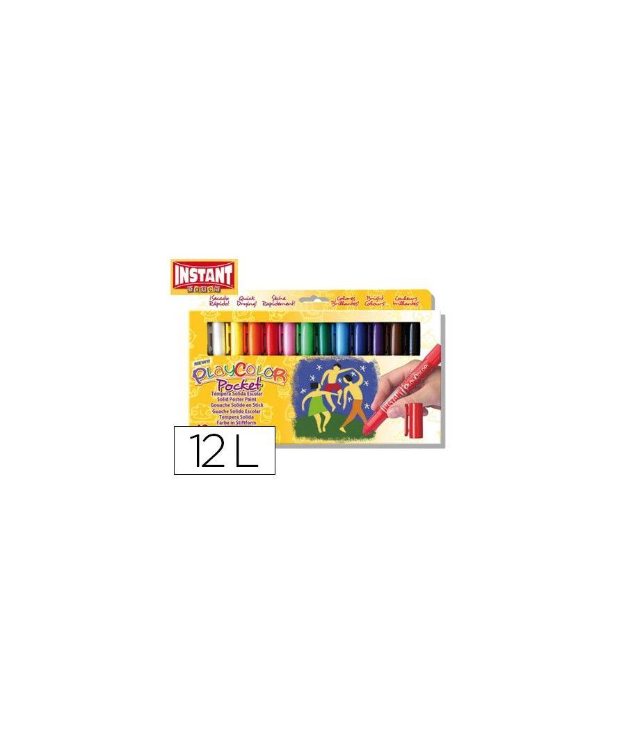 Tempera solida en barra playcolor pocket escolar caja de 12 colores surtidos - Imagen 2