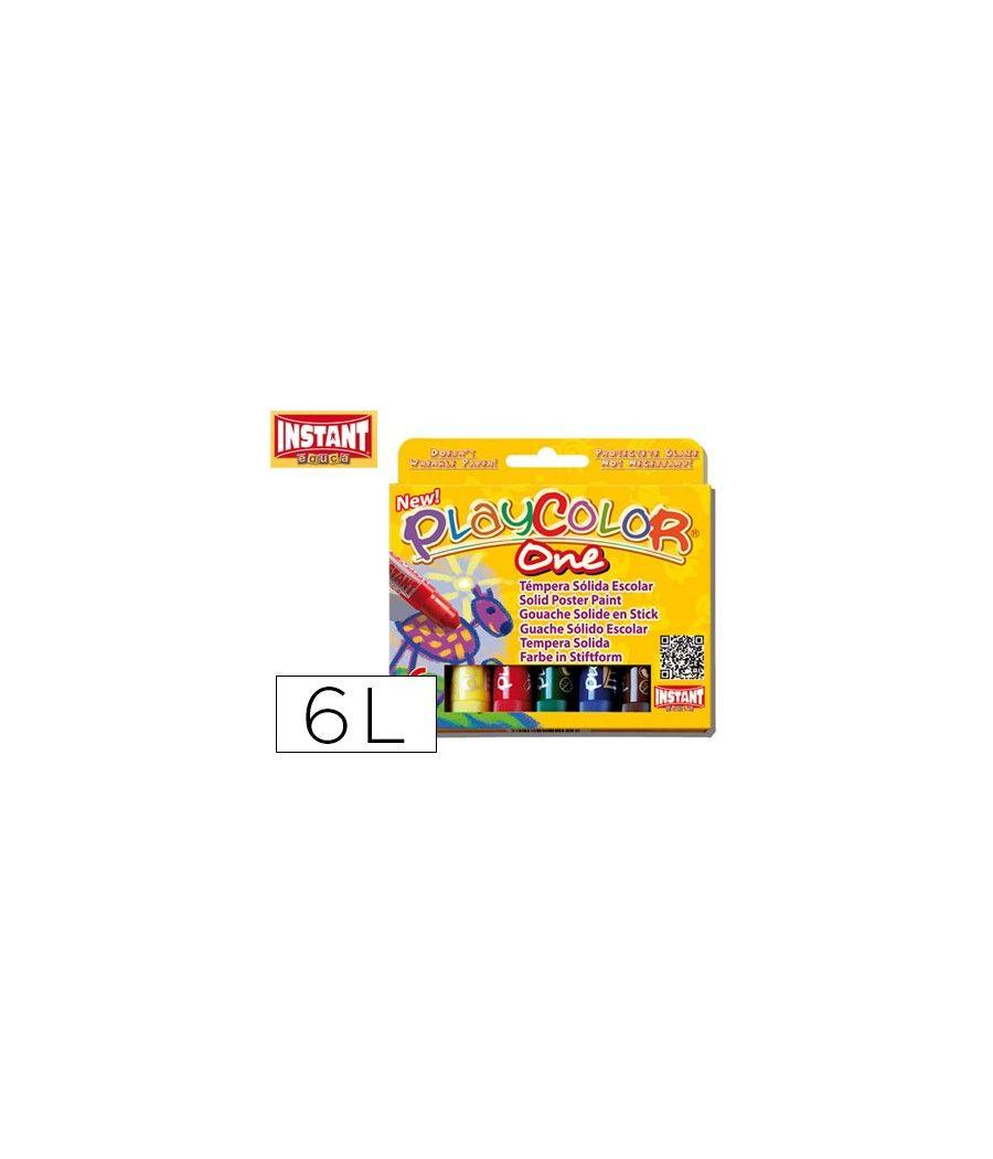 Tempera solida en barra playcolor escolar caja de 6 colores surtidos - Imagen 2