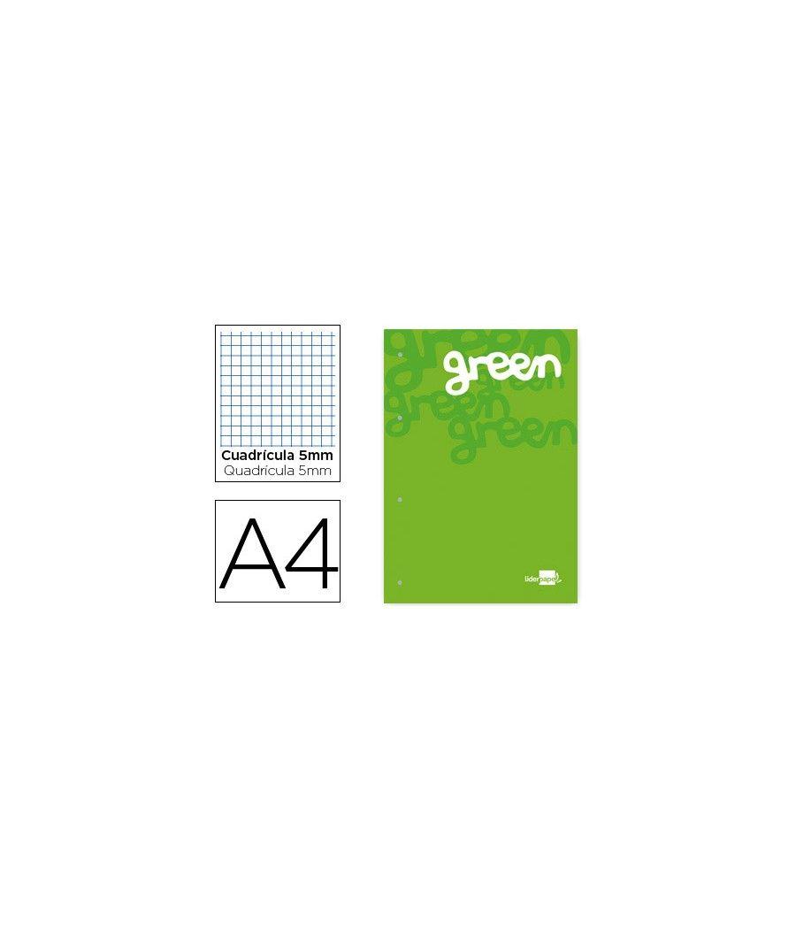 Bloc encolado liderpapel cuadro 5 mm verde a4 natural 100 hojas 100 g/m2 - Imagen 2