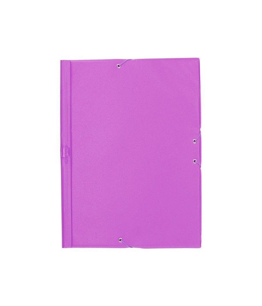 Carpeta liderpapel gomas plástico folio solapa color lila - Imagen 3