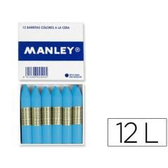Lápices de cera manley unicolor celeste claro n.41 caja de 12 unidades - Imagen 2