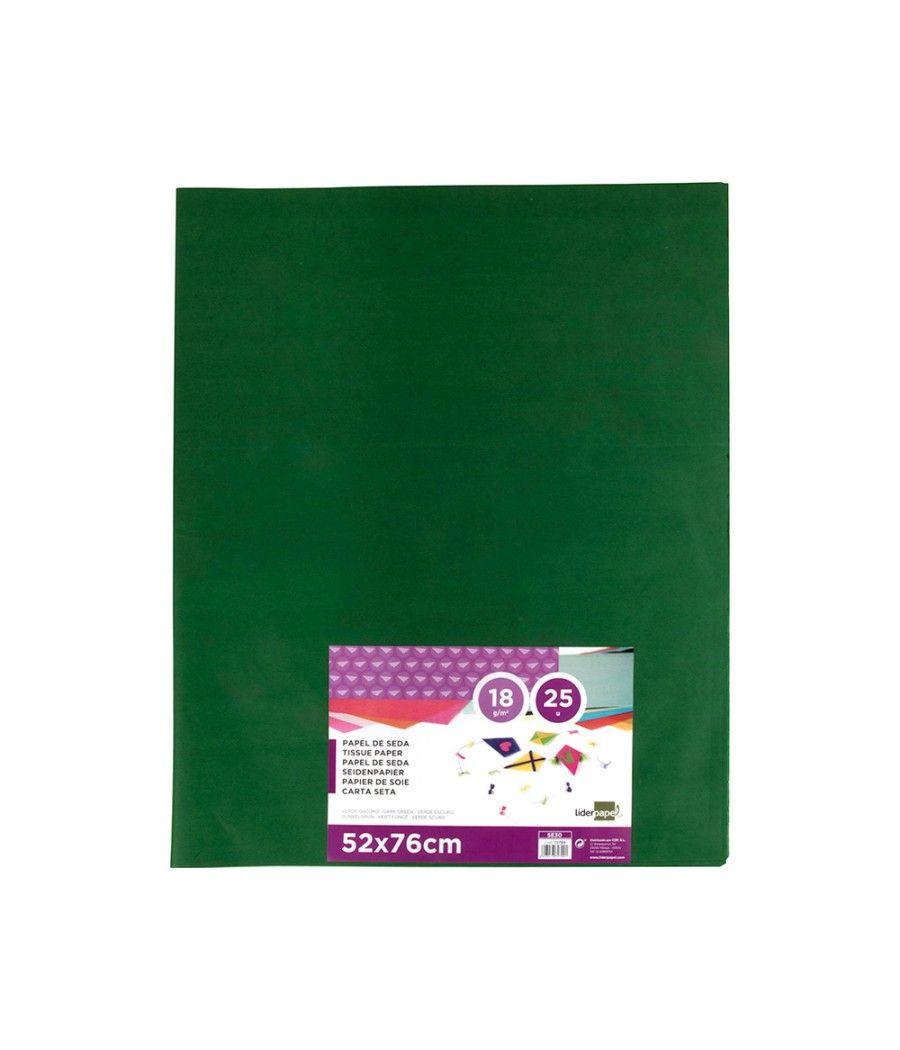 Papel seda liderpapel verde oscuro 52x76cm 18 gr/m2 paquete de 25 hojas - Imagen 3