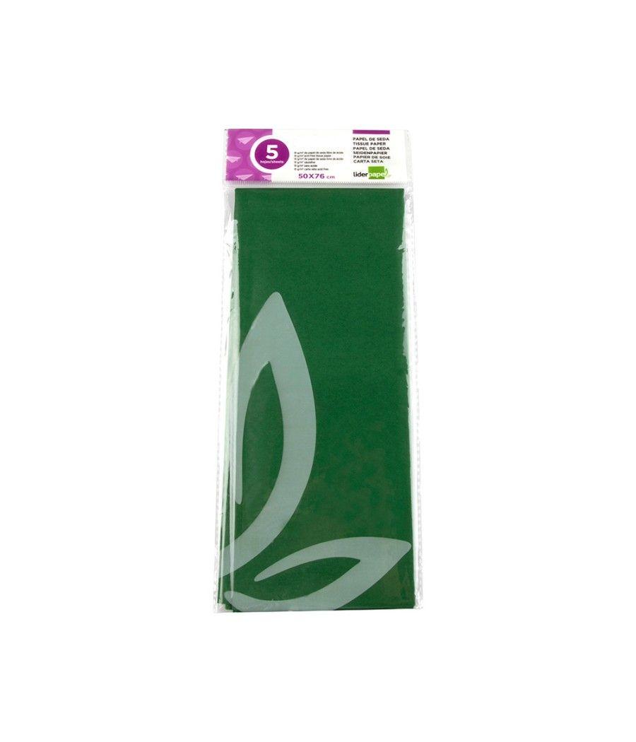 Papel seda liderpapel 52x76cm 18g/m2 bolsa de 5 hojas verde oscuro - Imagen 3