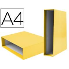Caja archivador liderpapel de palanca cartón din-a4 documenta lomo 82mm color amarillo - Imagen 2