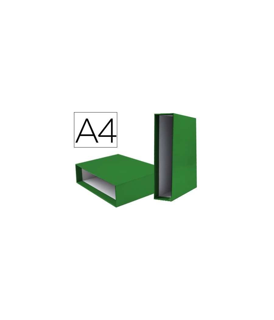 Caja archivador liderpapel de palanca cartón din-a4 documenta lomo 82mm color verde - Imagen 2
