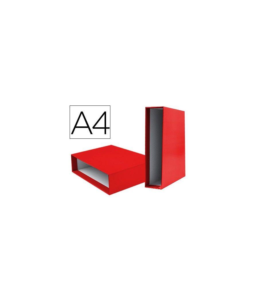 Caja archivador liderpapel de palanca cartón din-a4 documenta lomo 82mm color rojo - Imagen 2