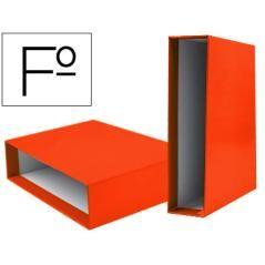 Caja archivador liderpapel de palanca cartón folio documenta lomo 82mm color naranja - Imagen 2