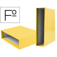 Caja archivador liderpapel de palanca cartón folio documenta lomo 82mm color amarillo - Imagen 2