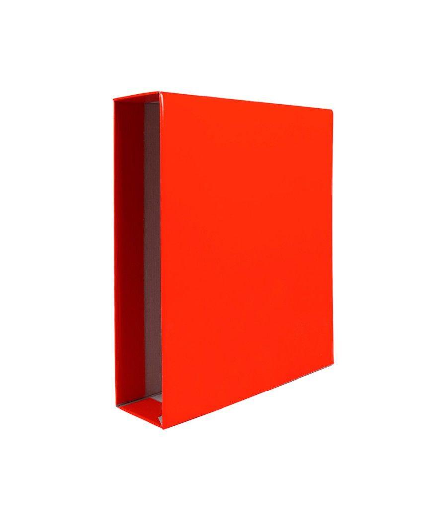 Caja archivador liderpapel de palanca cartón folio documenta lomo 82mm color rojo - Imagen 4