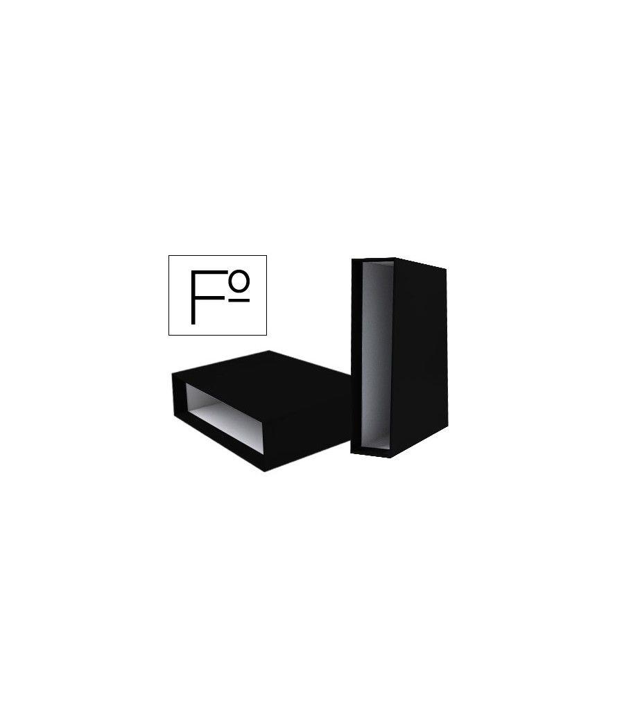 Caja archivador liderpapel de palanca cartón folio documenta lomo 82mm color negro - Imagen 2