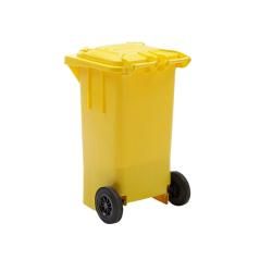 Papelera contenedor q-connect plástico amarillo para plásticos y envases metélicos 100l con tapa y ruedas 750x470x370 mm - Image