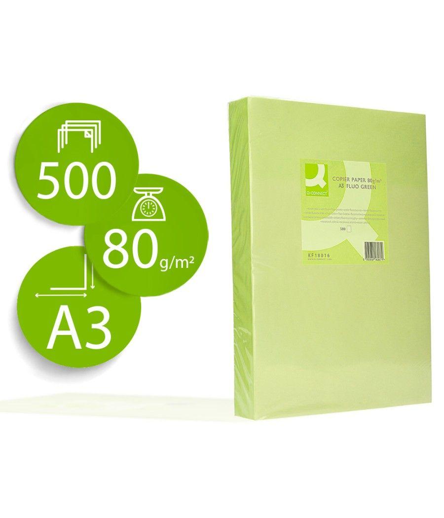Papel color q-connect din a3 80gr verde neon paquete de 500 hojas - Imagen 2
