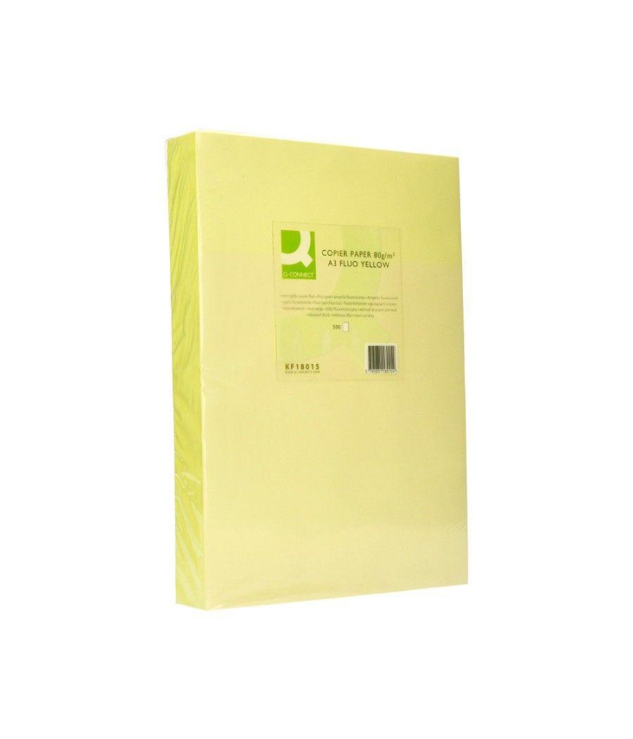 Papel color q-connect din a3 80gr amarillo neon paquete de 500 hojas - Imagen 4