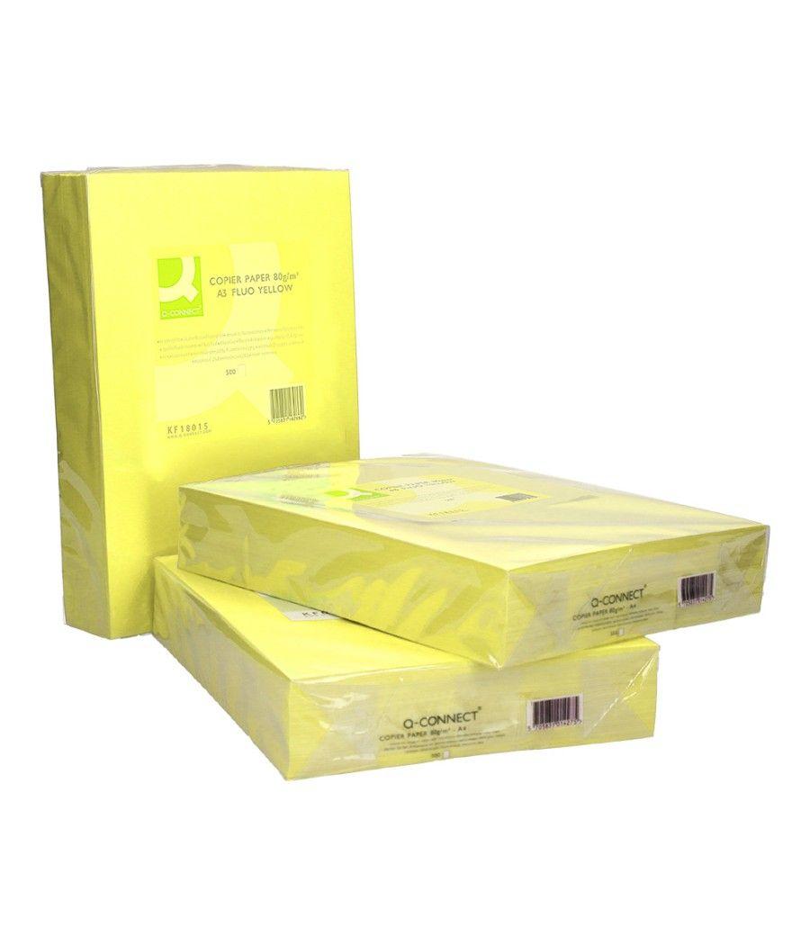 Papel color q-connect din a3 80gr amarillo neon paquete de 500 hojas - Imagen 6
