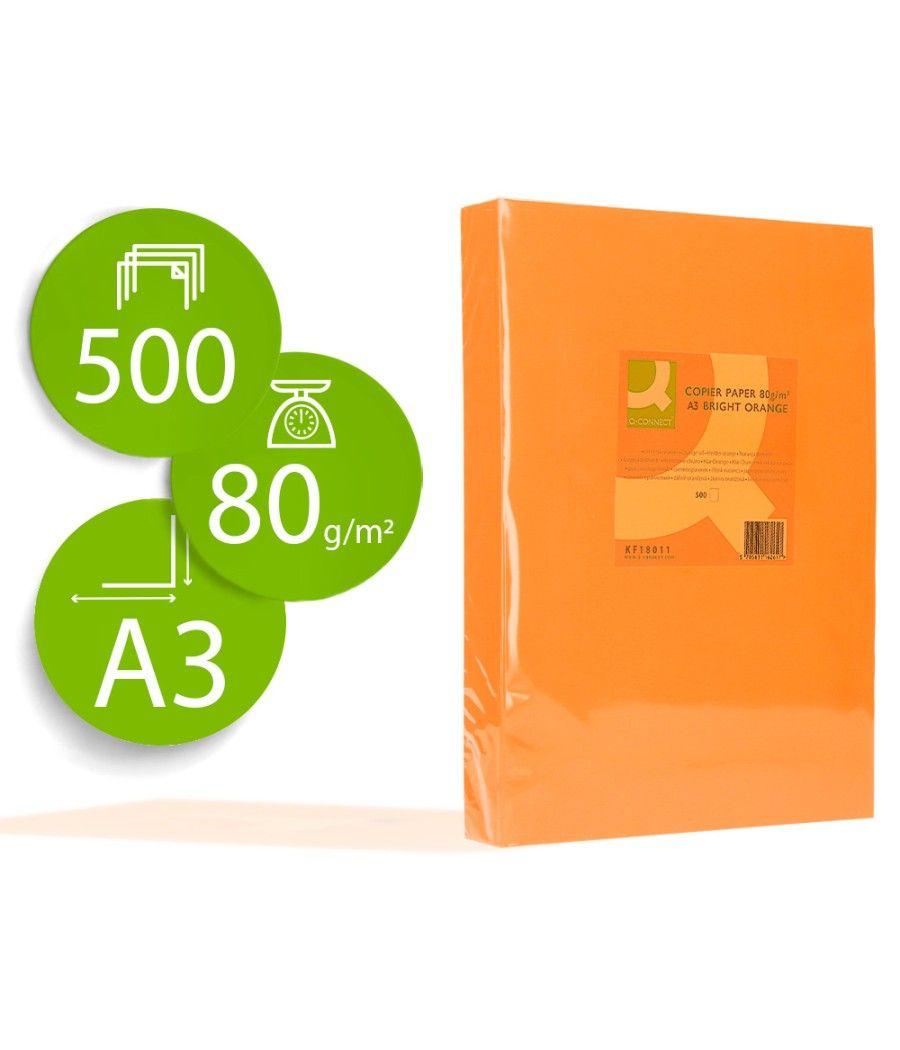 Papel color q-connect din a3 80 gr naranja intenso paquete de 500 hojas - Imagen 2