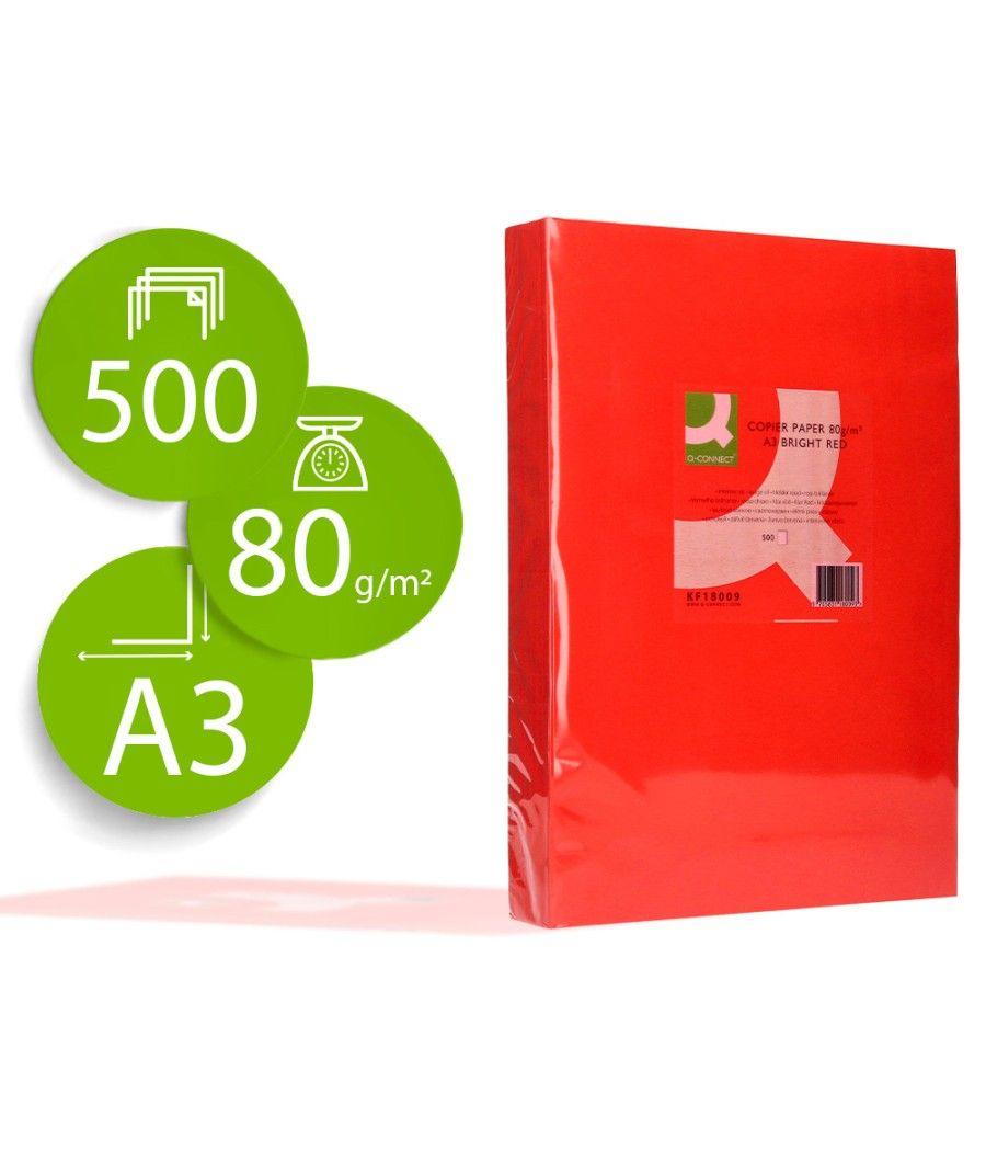 Papel color q-connect din a3 80gr rojo intenso paquete de 500 hojas - Imagen 2