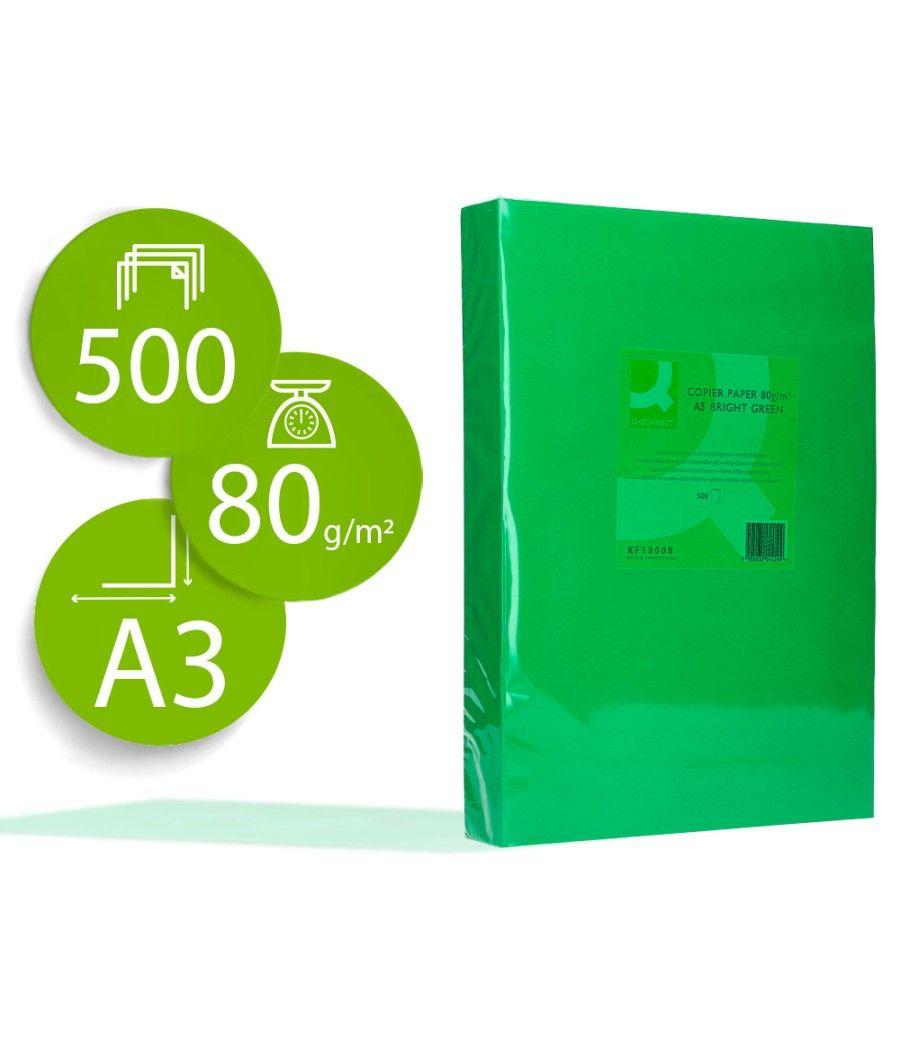 Papel color q-connect din a3 80gr verde intenso paquete de 500 hojas - Imagen 2