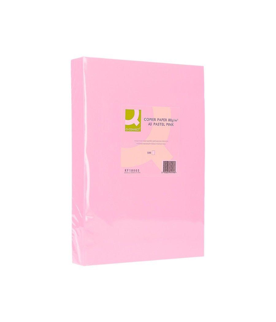 Papel color q-connect din a3 80 gr rosa paquete de 500 hojas - Imagen 4