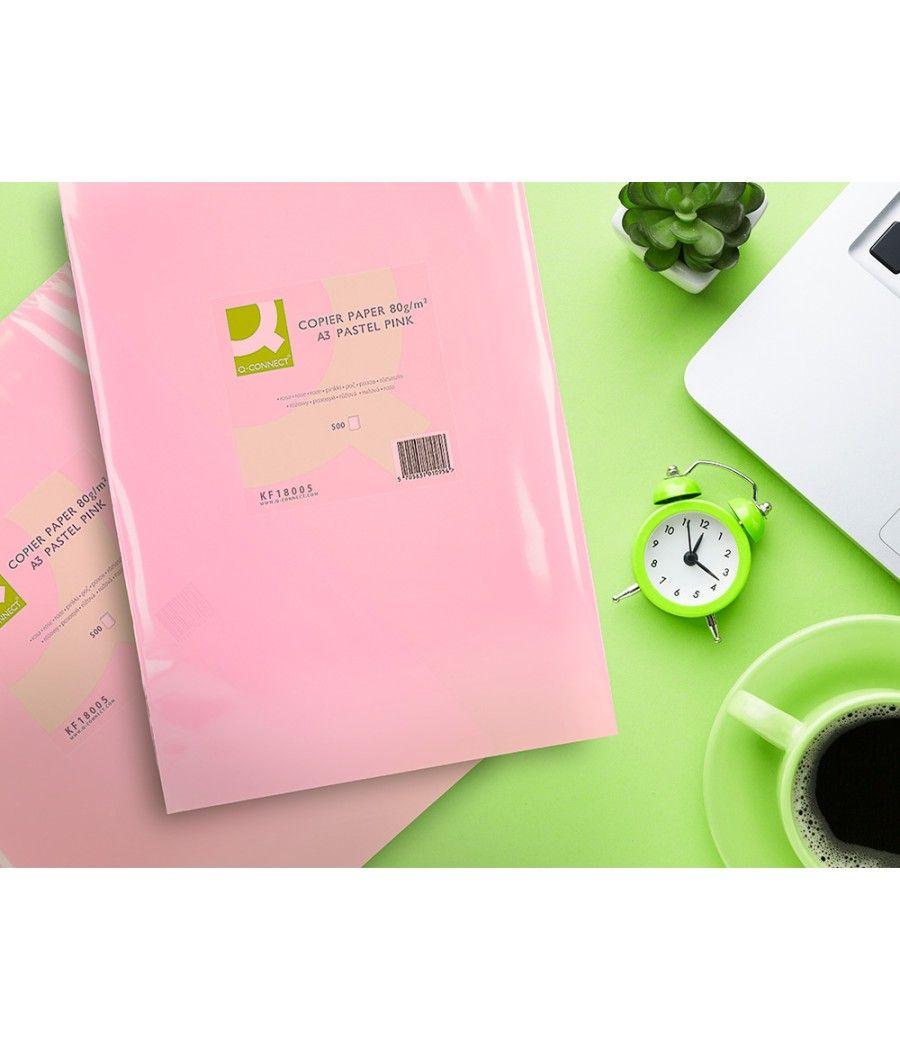 Papel color q-connect din a3 80 gr rosa paquete de 500 hojas - Imagen 7