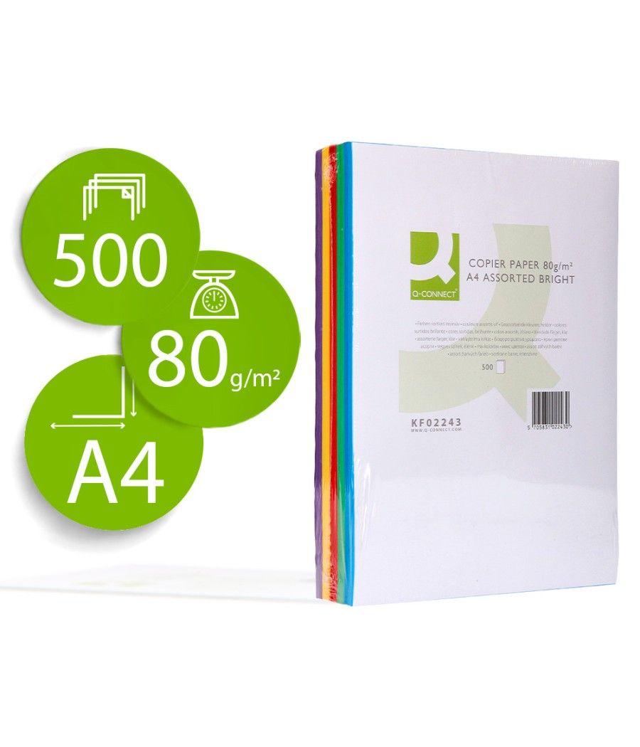 Papel color q-connect din a4 80 gr 5 colores surtidos intensos paquete de 500 hojas - Imagen 2