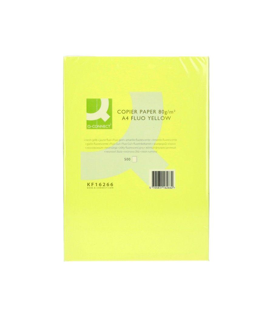 Papel color q-connect din a4 80gr amarillo neon paquete de 500 hojas - Imagen 3