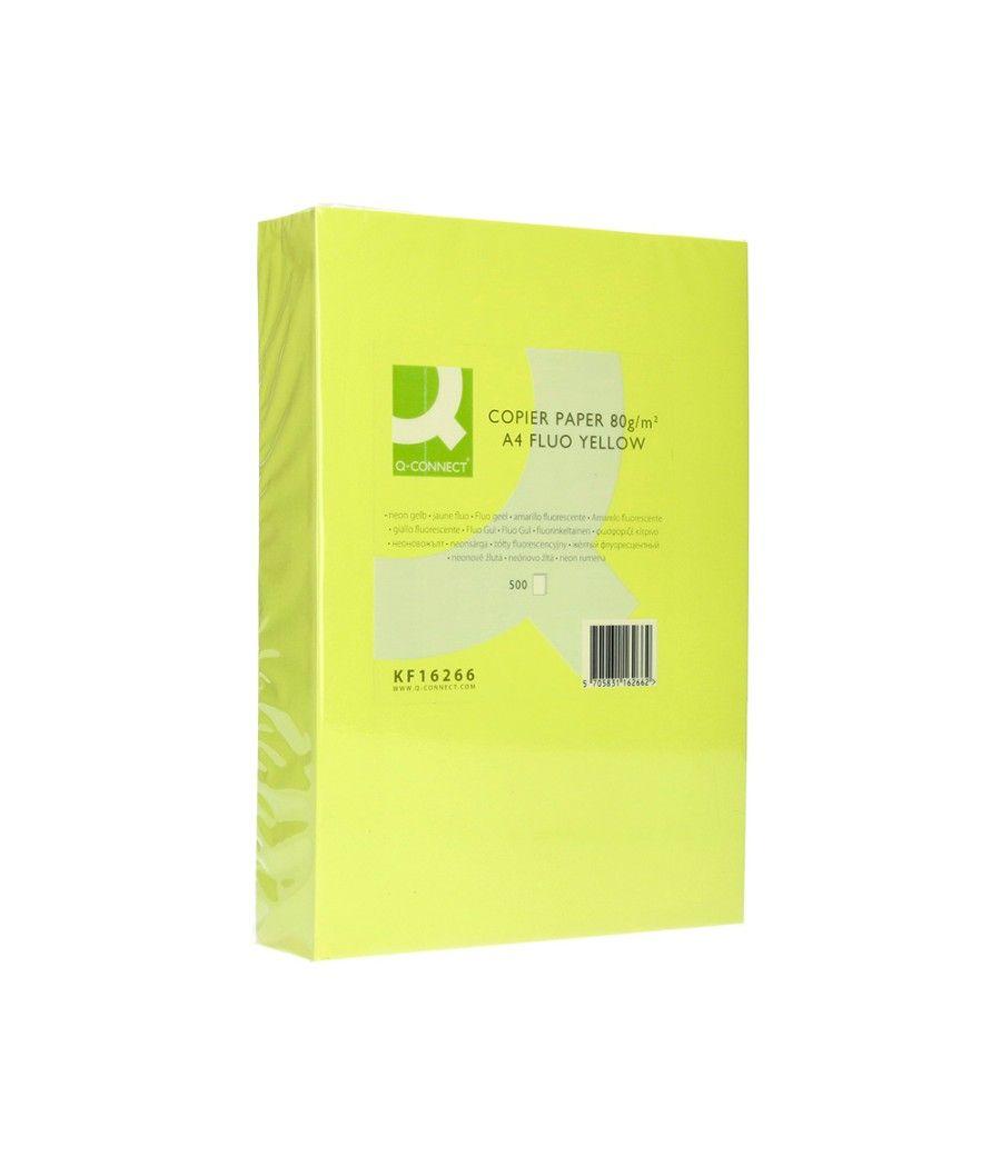 Papel color q-connect din a4 80gr amarillo neon paquete de 500 hojas - Imagen 4