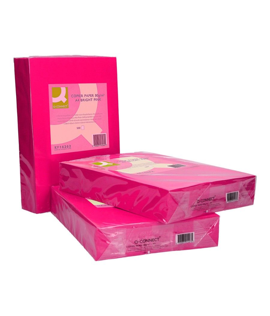 Papel color q-connect din a4 80gr rosa intenso paquete de 500 hojas - Imagen 6